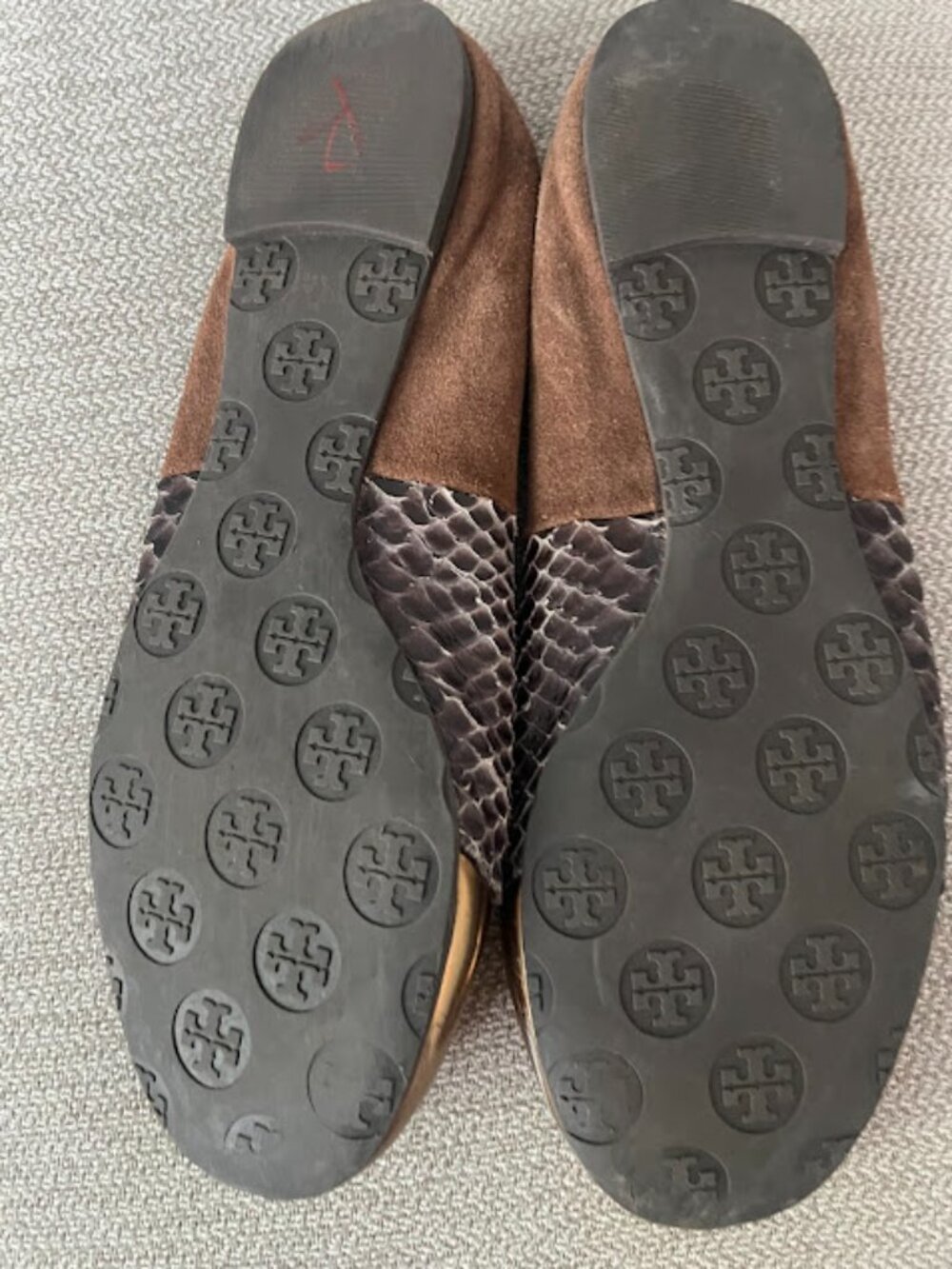 Tory Burch Brown Gold Reva Round Toe Slip On Ballet Flats Shoes Size 9M - Picture 13 of 15